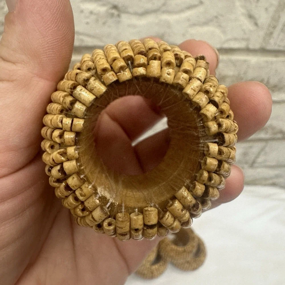 Napkin Rings Natural Mini Wood Beads Set Of 8 Dining Table Decor Boho Rustic